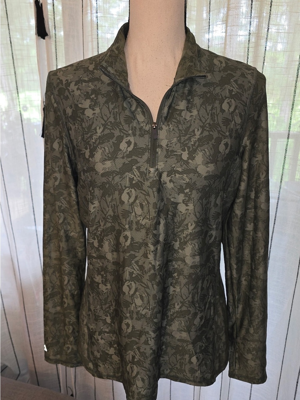 Gerry Weber Olive Green Floral Jacquard Half-Zip Utility Jacket